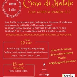 CENA DI NATALE CON L’ASSOCIAZIONE APERTA PARENTESI A SESTRI LEVANTE