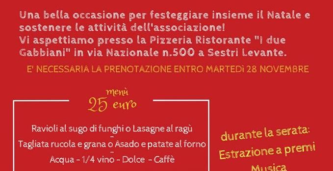 CENA DI NATALE CON L’ASSOCIAZIONE APERTA PARENTESI A SESTRI LEVANTE