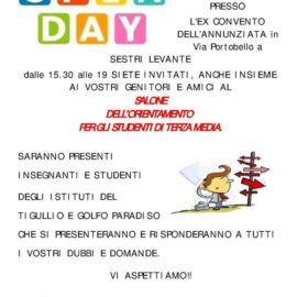 OPEN DAY ORIENTAMENTO PER RAGAZZI DI TERZA MEDIA A SESTRI LEVANTE
