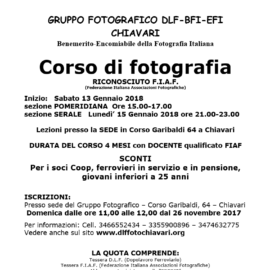 CORSO DI FOTOGRAFIA CON DLF-BFI-EFI CHIAVARI