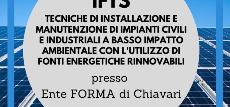 CORSO IFTS PRESSO ENTE FORMA DI CHIAVARI