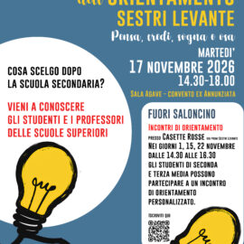 Saloncino dell’Orientamento Sestri Levante 2026 💡 PENSA, CREDI, SOGNA E OSA: IL TUO FUTURO COMINCIA DA QUI!